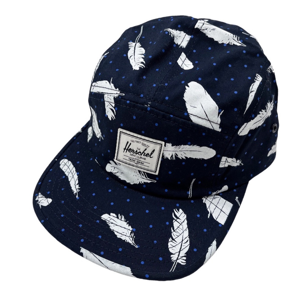 Nwot Herschel Glendale 5-Panel Cap Feather & Polka Dot Print